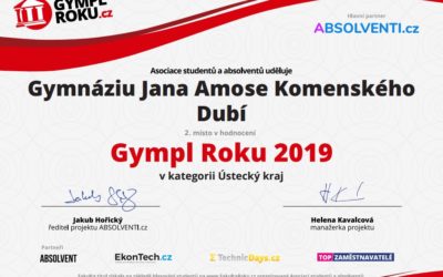 Druhé místo v soutěži GymplRoku 2019